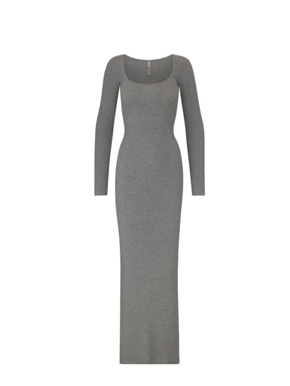 Long Sleeve Scoop Neck Maxi Dress in Gray - Picture 2 of 7
